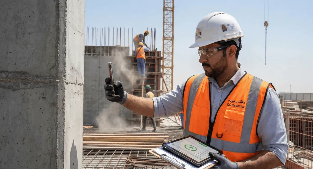 Site labour clocking in on a face recognition terminal