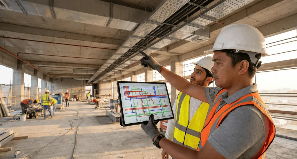 Subcontractor progress claim being assessed on site